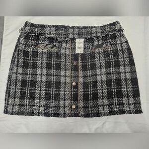 NWT! Cache Black And White Mini Skirt With Gold Accents!